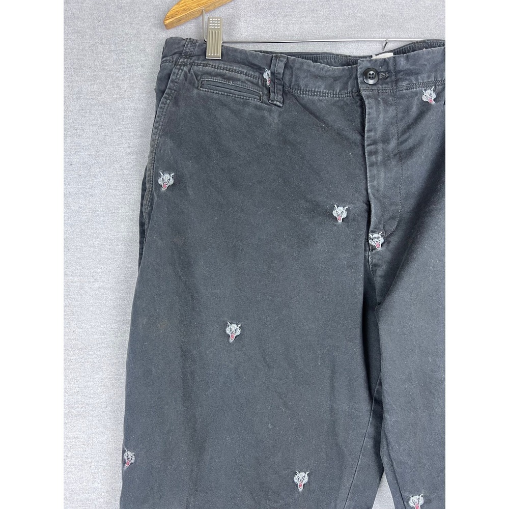 Gap For Good Mens 36x31 Slim Fit Chino Pants Black Embroidered Wolf Head AOP‎